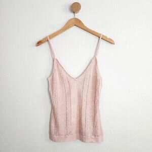 NEW L'agence Rose Tan Hayek Pointelle Open Knit Sleeveless Camisole Top